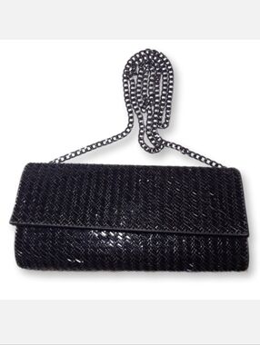 Scarlet Hollywood Beaded Clutch Sparkly Foldover Chain Strap Clutch Bag